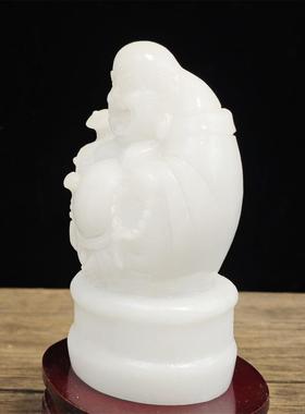 高档天阿居富汗白玉弥勒佛摆件客厅书房公室家乔迁开业然礼办品礼