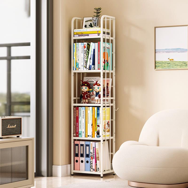 落地墙角小书架书架置物架小型铁艺简易多层转角小书柜夹缝窄架子