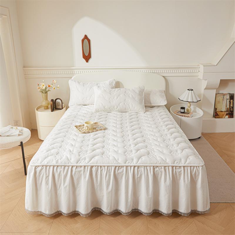 棉全风棉床裙单件20床25新款LFE四季通用夹盖带裙边公主床罩纯棉