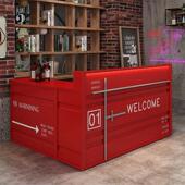 酒岛台转角接身待吧集装 店铁 箱吧吧台大明铁骨健房前台复古台服装