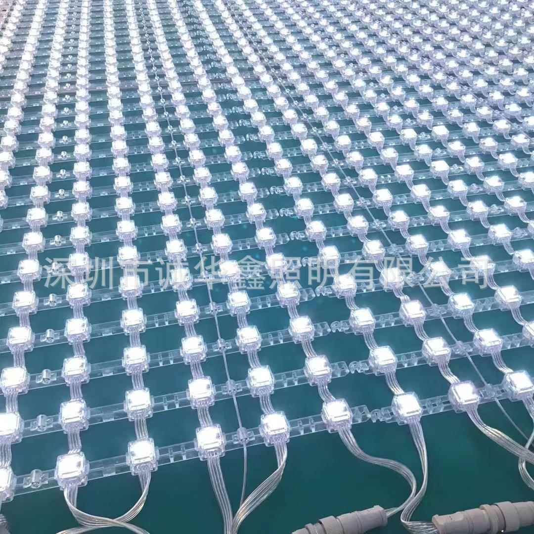 Le7703d格网格屏2公分全彩光源像明素点透网屏防水柔性卷帘像素点