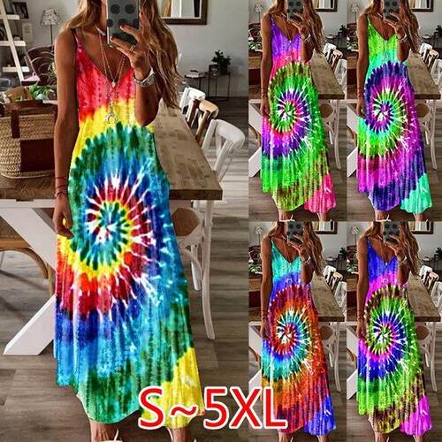 Colorful vortex suspender printed suspender dress