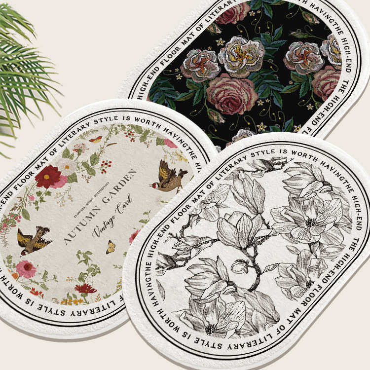 法式复古椭圆形硅藻泥软垫卫生间浴室吸水地垫防滑脚垫速干门垫,居家布艺,家用脚垫,淘宝优惠券,粉丝福利购,淘宝优惠卷