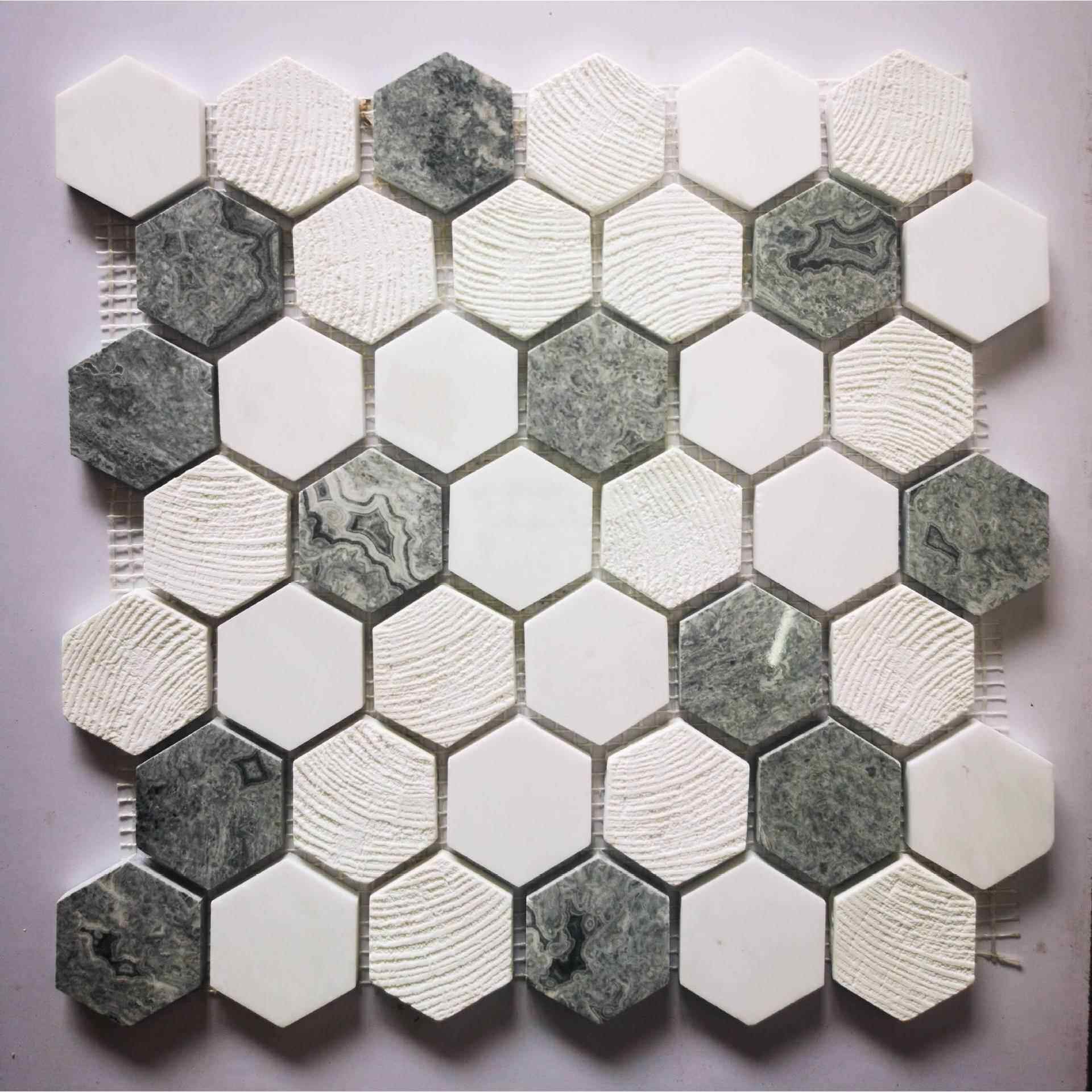 天然大理石马赛克 六角形墙地面装修马赛克 厨房卫生间地面防滑砖