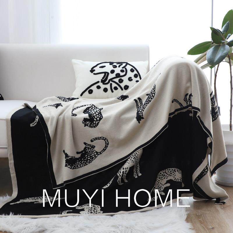 北欧高级毛毯针织毯覆古客厅沙发毯办公室午休毯子午睡毯黑色盖毯