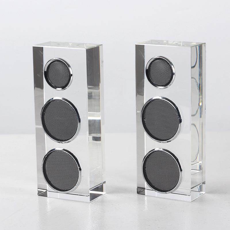 现代轻奢高端感水晶音响组合装饰品样板间售楼处创意透明艺术摆件