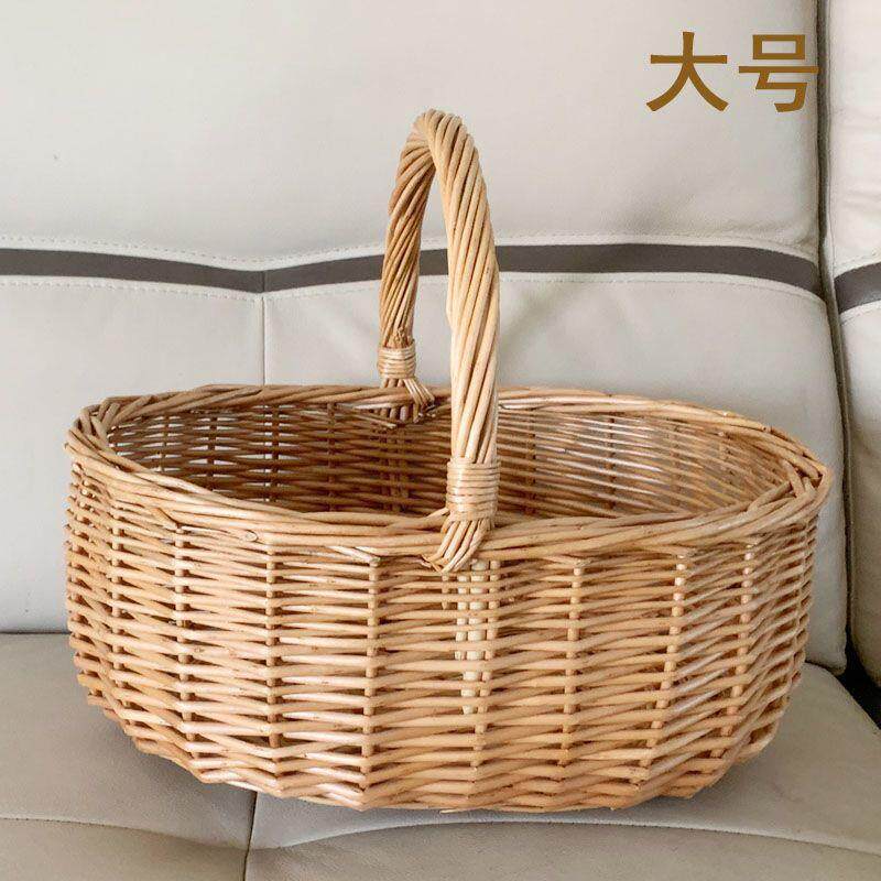 柳编水果篮野餐篮小篮子网红竹篮编织手提篮旅行藤编野餐一件包邮
