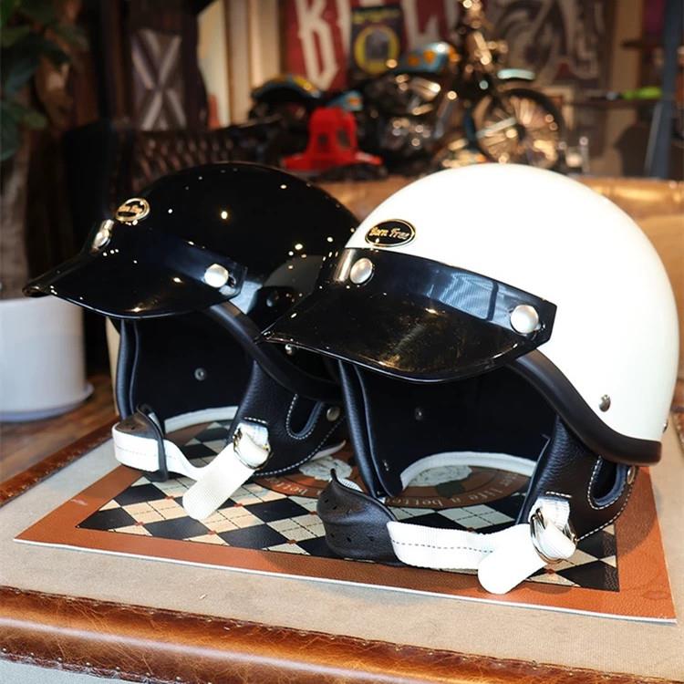 新款bornfree日式复古小盔体6盔0雷机车头男女款Sho哈rty盔夏季瓢