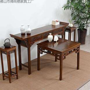 中式中堂供桌条案实木农新堂屋家具六件套八仙桌台神条几机村695