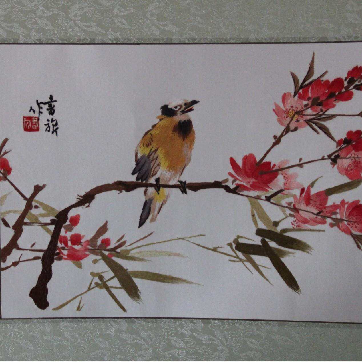 苏绣客厅书房办公室装饰画苏州手工刺绣软裱画家居写意花鸟