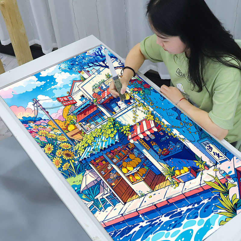 数字油画diy2025新款卡通动物手工儿童简单丙烯填充油彩装饰涂画图片