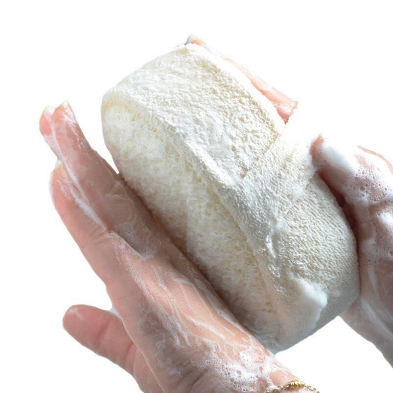 Natural Loofah Shower Rub Exfoliate Bath Sponge Bath Ball He - 实物图