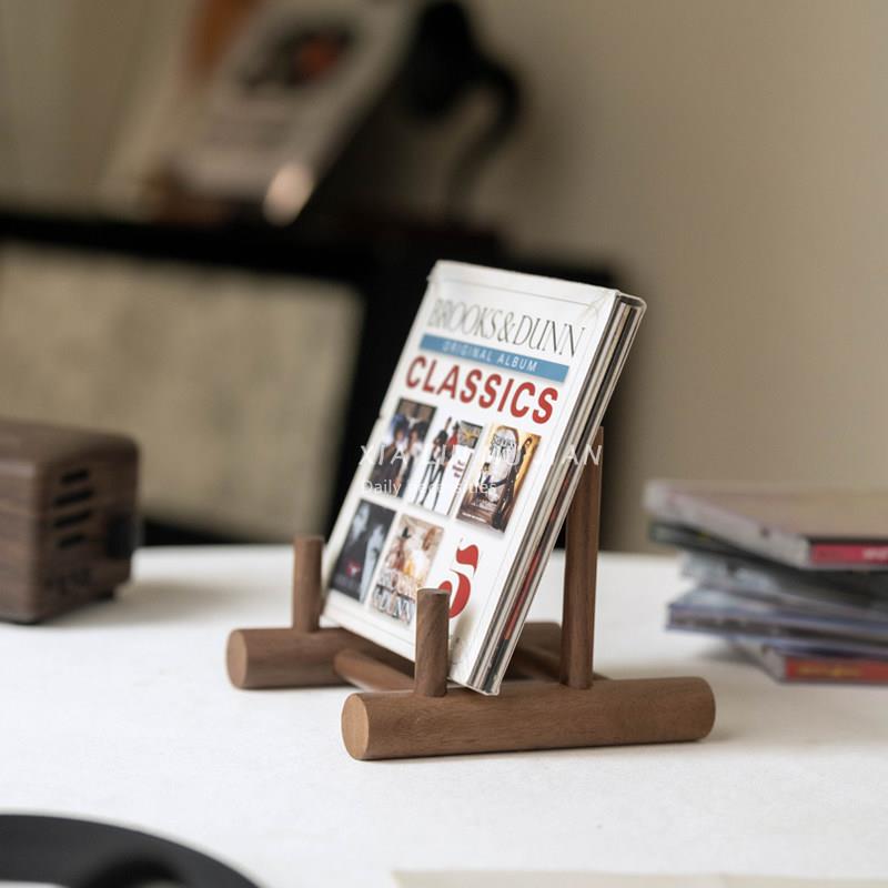 CD架桌面立式收纳层架实木支架小工位收纳唱片光碟黑胶碟片摆放架
