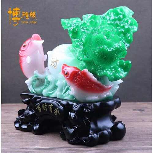 批发装饰品百有余厂家年年有余  摆件鱼礼品财开业乔迁客厅白菜玉