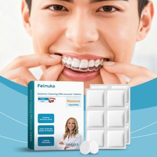 Feimuko Denture Cleaning Effervescent Tablets - Gentle and E