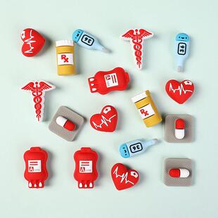 跨境医疗3D硅胶珠卡通护士百搭装饰笔配件医护系列手链散珠子