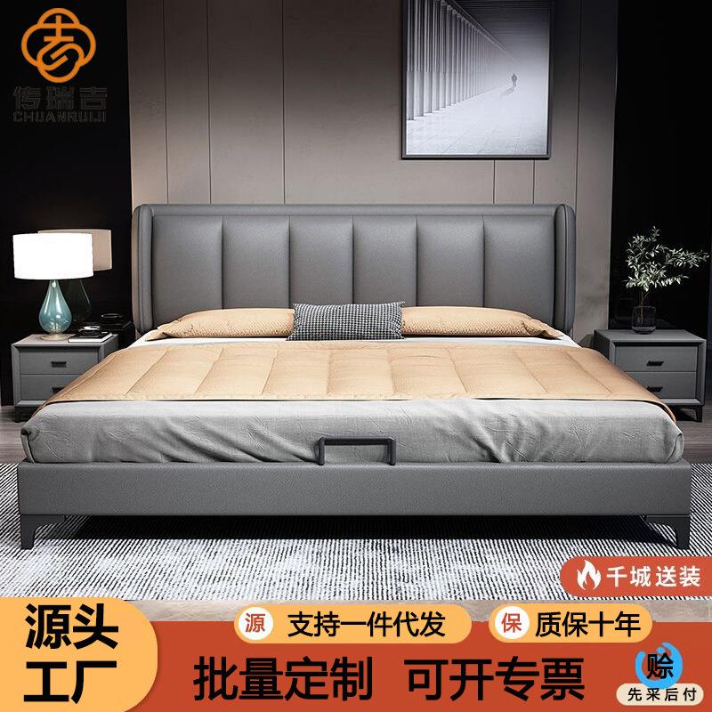 科技布床意式双人简约现代北欧极简1.8米ins网红北欧轻奢免洗软床