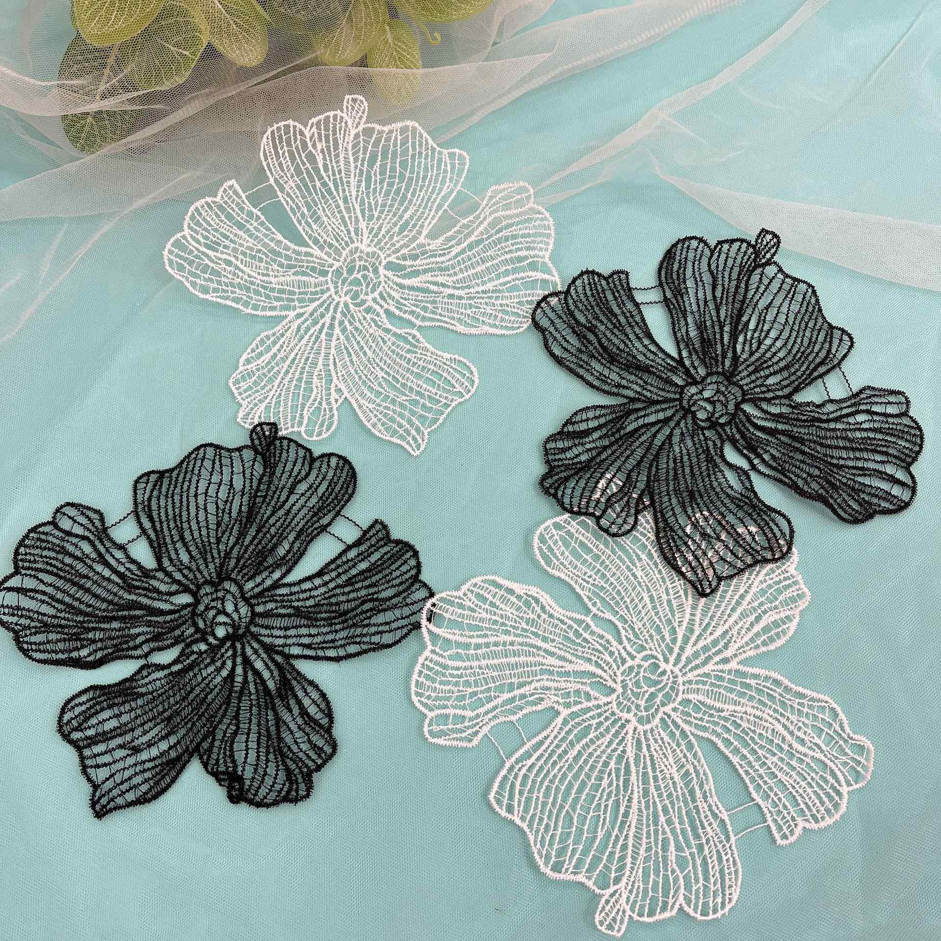 精致牛奶丝花片蕾丝朵花布贴补丁头饰婚纱服装配件婚庆手作DIY
