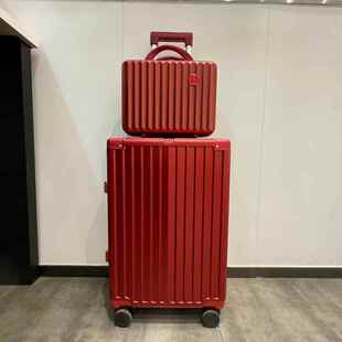 正品子码母箱箱手拉提箱酒红色结婚陪嫁行李新娘彩礼杆箱一对20密
