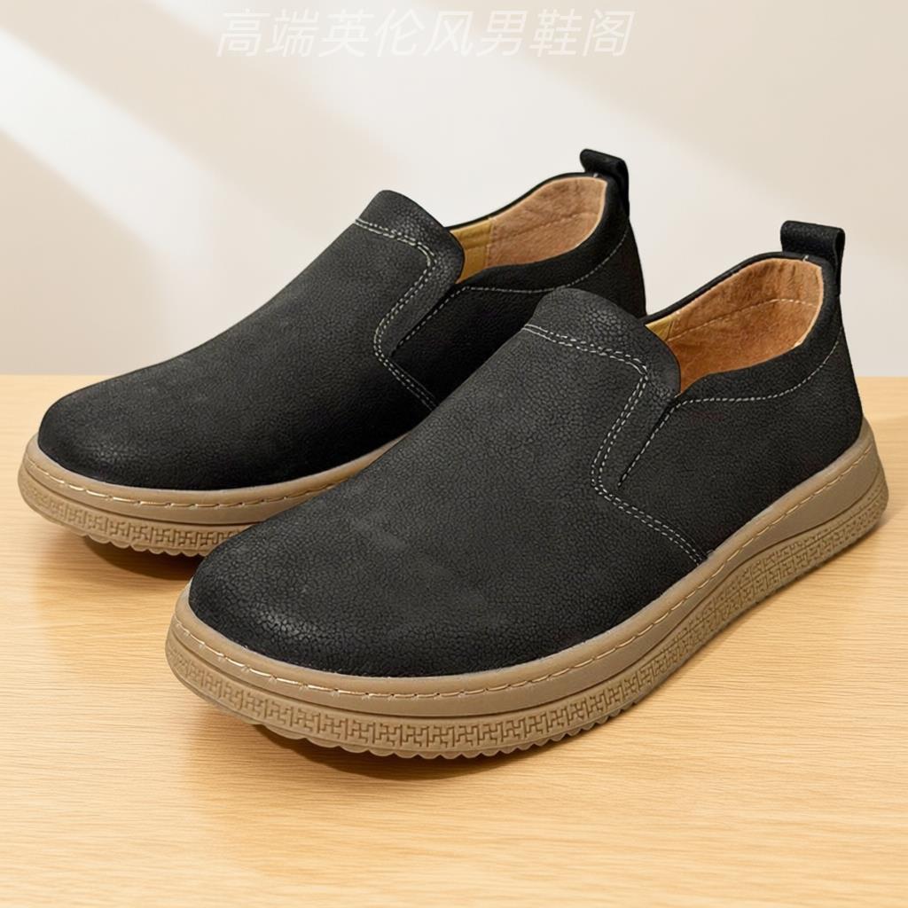 高级感『意式设计风』重磅推荐！头层牛皮简约复古套脚休闲皮鞋男