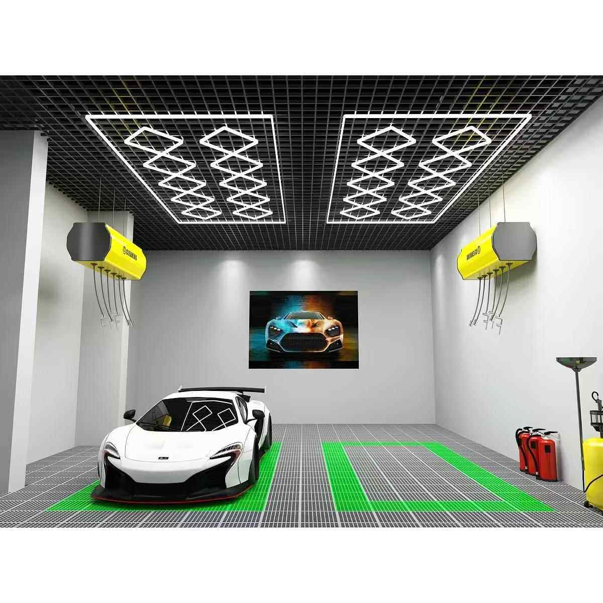 三针110V蜂窝灯洗车工位220V汽车店六边形展示蜂巢照明LED工位灯