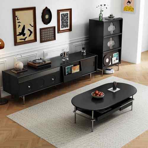 中古风樱桃木小实木电视XJZ柜2025新款厅古家用户型落地客法式复