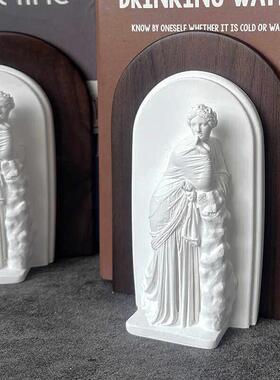 胡桃木实木书立架创意人像书档摆件法式书靠卧室书房玄关客厅软装