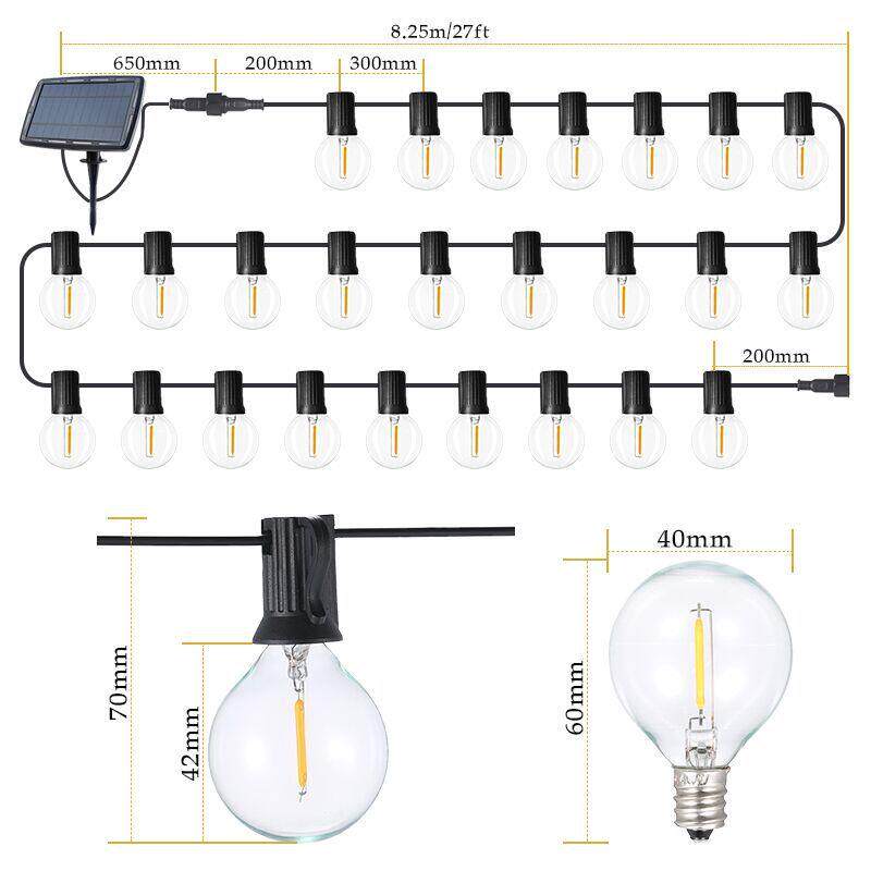 LEDg40太阳能灯串圣诞节日户外防水装饰灯串暖白彩灯4模式