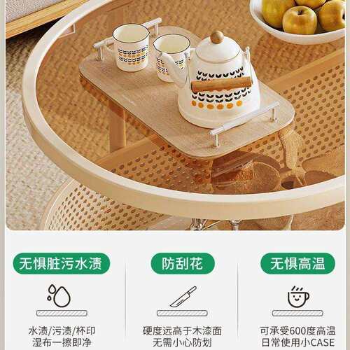 奶油风边几可移动小户型沙发边柜简约现代小茶几侧边柜收纳小推车