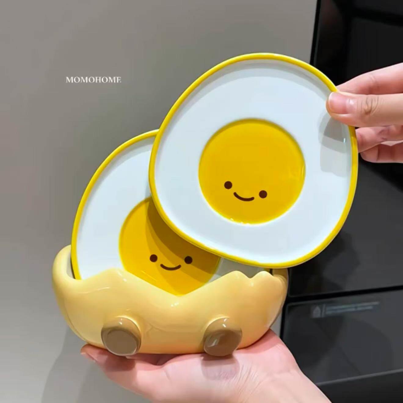 鸡蛋吐骨碟食品级陶瓷骨头盘家用创意餐盘垃圾盘可爱零食水果碟子
