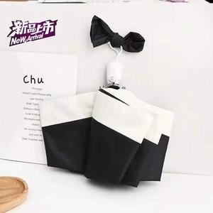 法式赫本风黑白双色拼雨伞女折叠晴雨两用ins太阳伞防晒防紫外线