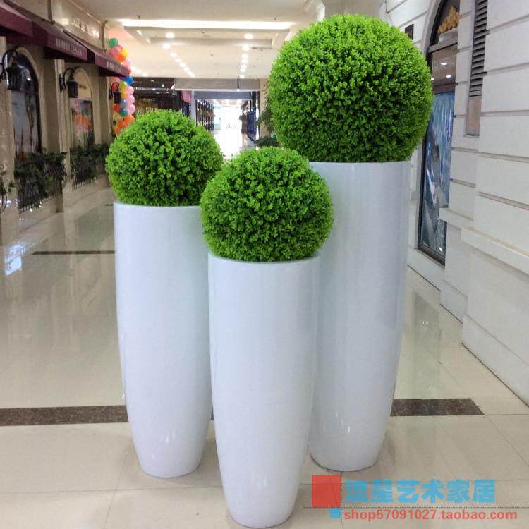 玻璃纤维落地大花瓶彷真草球套装客厅样品屋展示中心样板房欧式现