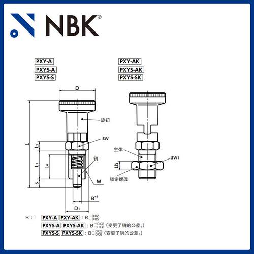 NBK PXY 分度销 带锁定机构 附带旋钮 定位、弹簧销 厂家直供