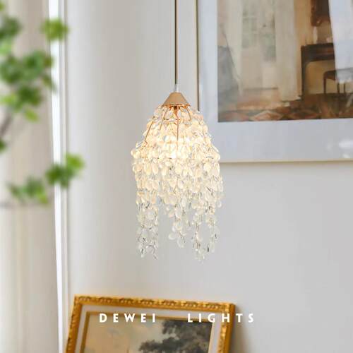 玻璃卧室床头吊灯房间玄关吧台小吊灯吊线 线灯高级感水晶葡萄法