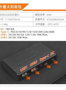 亿森能216W0W太阳能板太18V便携式户外露营电手机太阳能折充板阳