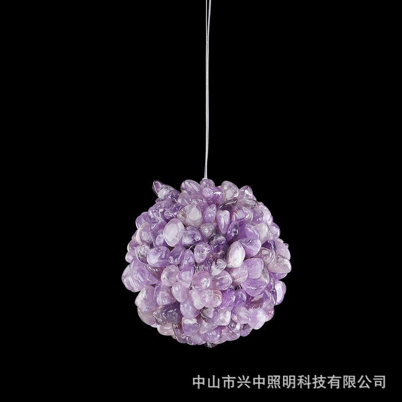 2025新款天然水晶原石小吊灯简约卧室书房过道别墅高档大气灯具