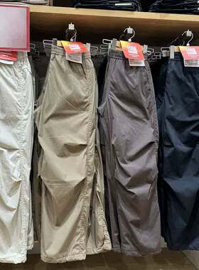 试衣间秋冬款保暖休闲长裤阔感裤松紧宽松百搭工装伞兵裤女470732