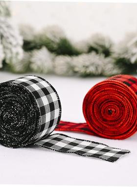 christmas decoration tree Red and black checked ribbon