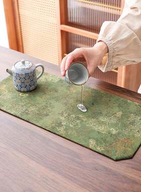 复古云纱干泡茶席防水织锦茶垫子防烫茶桌垫桌旗布艺隔热垫茶盘垫