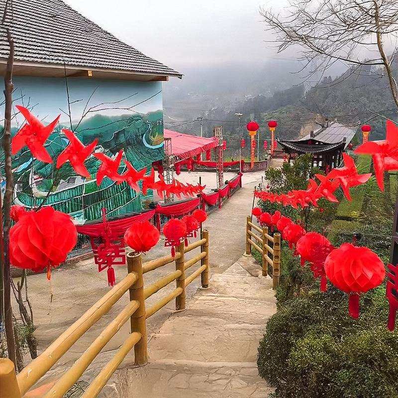 新结婚庭院子喜字灯笼路引布置农村自建婚房拉花全套装饰用品婚庆