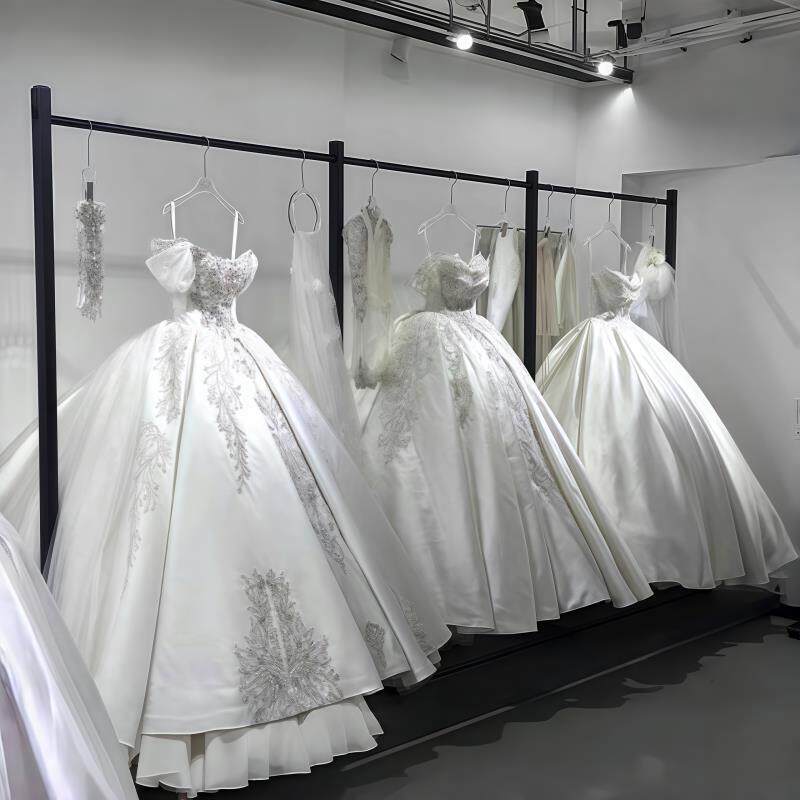 黑色落地婚纱展示架礼服陈列货架中式秀禾挂衣架汉服挂杆头纱架子