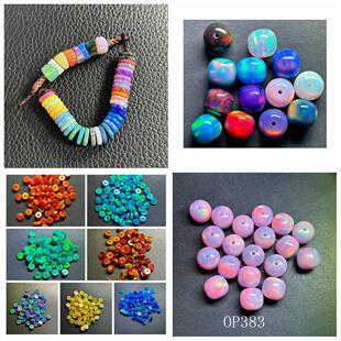 大肠欧珀石七彩欧珀人造澳宝5x7mm文玩隔片复古隔珠 现货新品