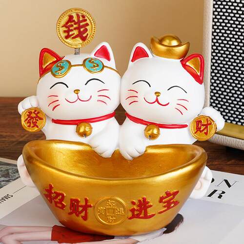 招财猫玄关钥匙收纳摆件家招财进宝旺宅开业礼物前台卧室摆设礼品
