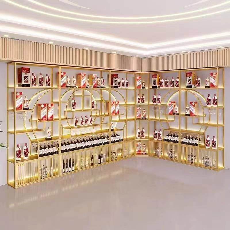 简约网红现代金色酒柜轻奢红酒酒瓶白酒示架多层铁艺酒架置物架