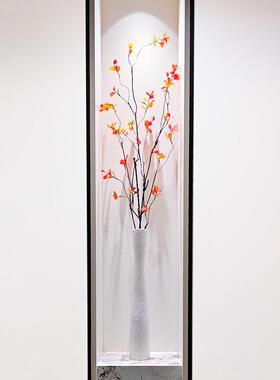 北欧长款细高陶瓷花瓶电视墙秋叶高款花器格栅玄关柜开放格摆件