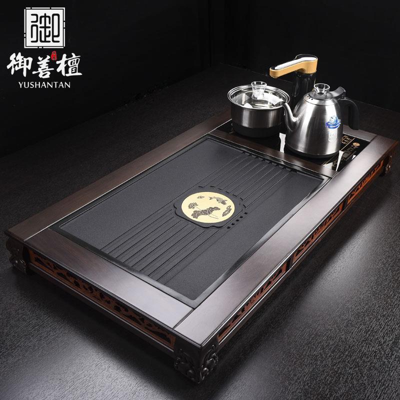 厂家黑檀木茶盘金镶玉茶台家用整套四合一茶盘新中式排水托盘