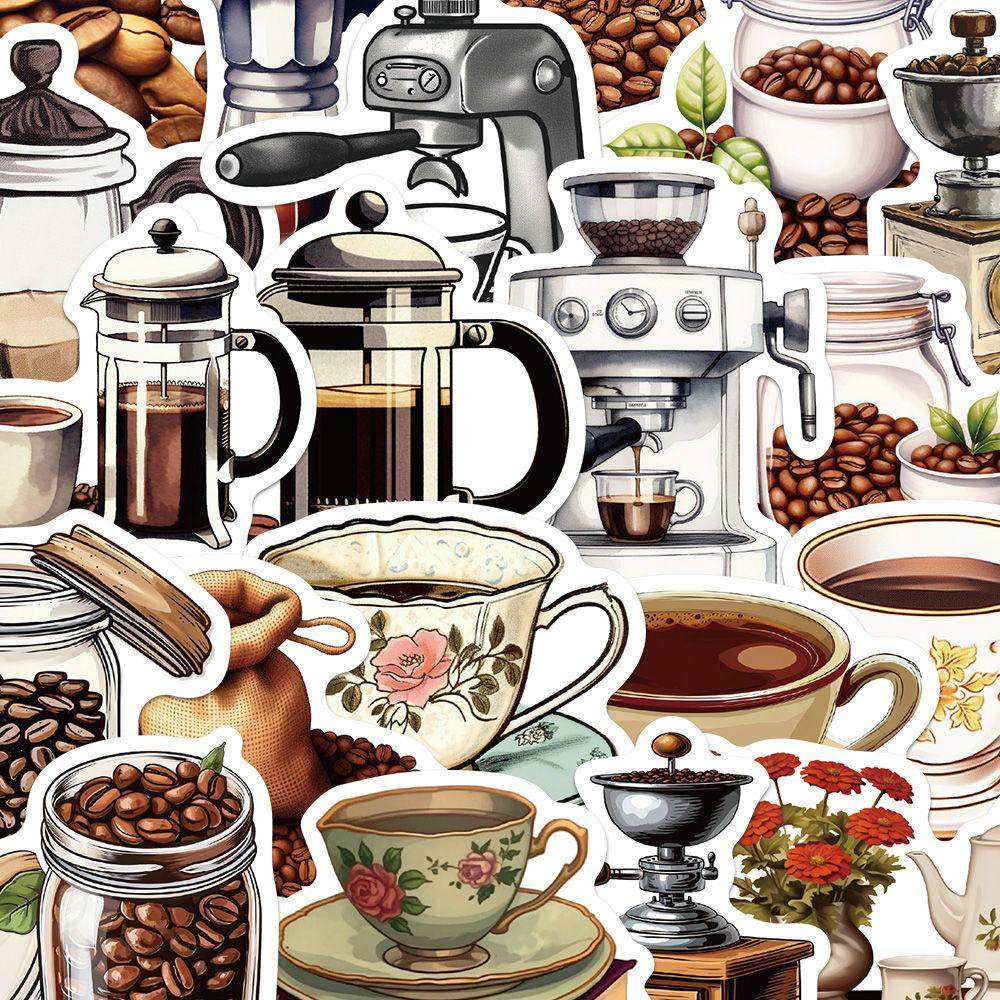 100张咖啡机咖啡豆贴纸覆古风卡通手账手机壳笔记本装饰防水贴画,文具电教/文化用品/商务用品,贴纸/立体贴纸,淘宝优惠券,粉丝福利购,淘宝优惠卷