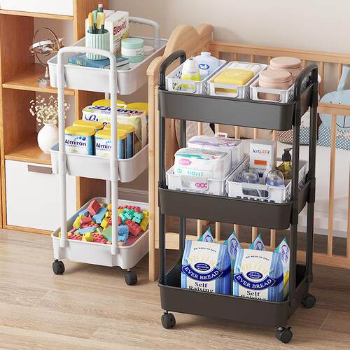 Multifunctional storage rack on wheels, suitable for kitchen