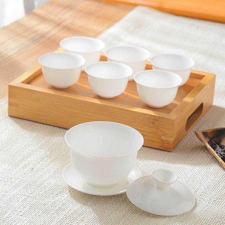 潮州骨瓷超薄胎高档茶具家用三才盖碗高透功夫茶具新骨瓷盖碗茶器