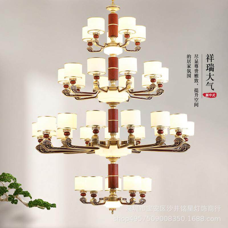 新中式复式楼大吊灯大气中国风别墅酒店多层楼中楼挑空大吊灯具